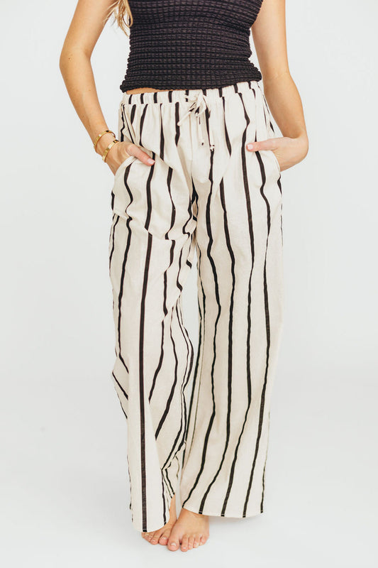 Kelsea Woven Pants in Cream/Black