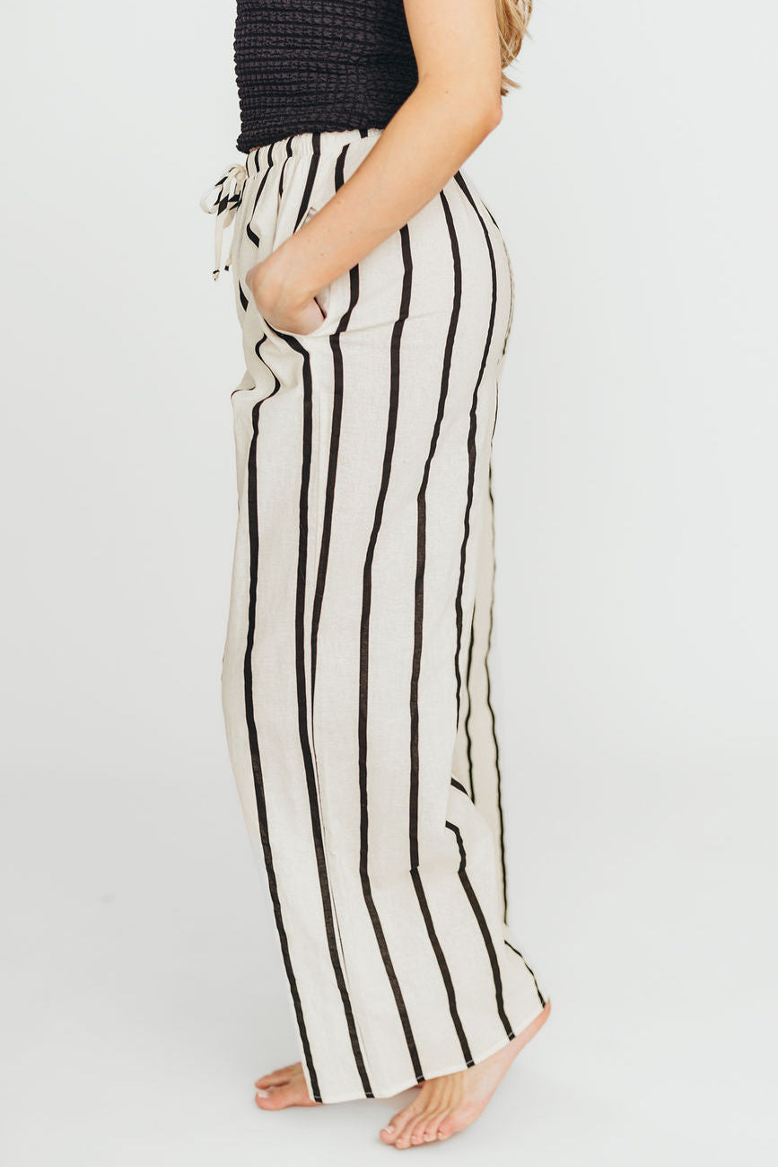 Kelsea Woven Pants in Cream/Black