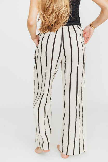 Kelsea Woven Pants in Cream/Black