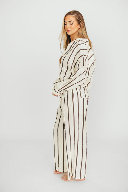 Sicily Button-Down Top in Black Stripe - Nursing Friendly