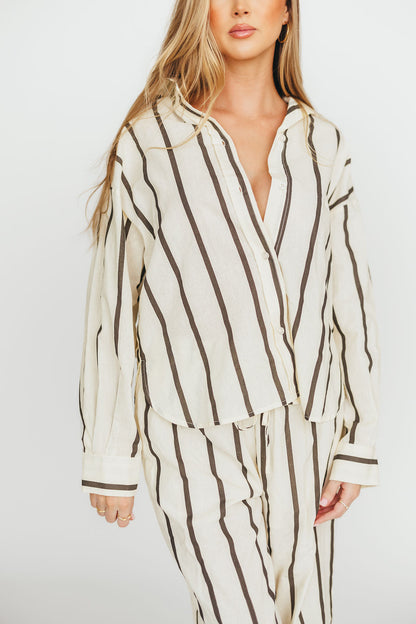 Sicily Button-Down Top in Black Stripe - Nursing Friendly