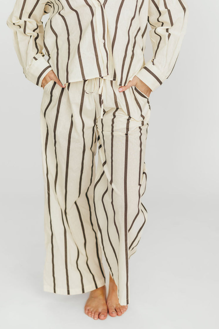 Sicily Button-Down Top in Black Stripe - Nursing Friendly