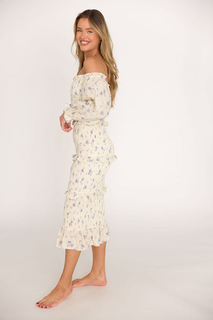 The Chloe Midi Dress in Blue - Bump Friendly