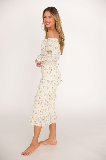 The Chloe Midi Dress in Blue - Bump Friendly