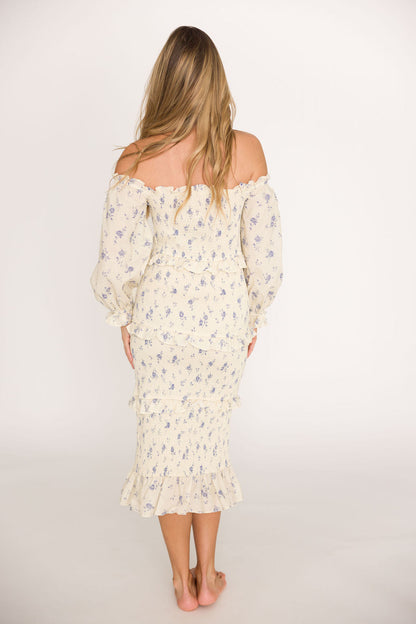The Chloe Midi Dress in Blue - Bump Friendly