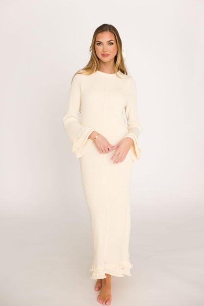 Arlet Maxi Dress in Ivory - Bump Friendly