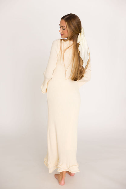 Arlet Maxi Dress in Ivory - Bump Friendly