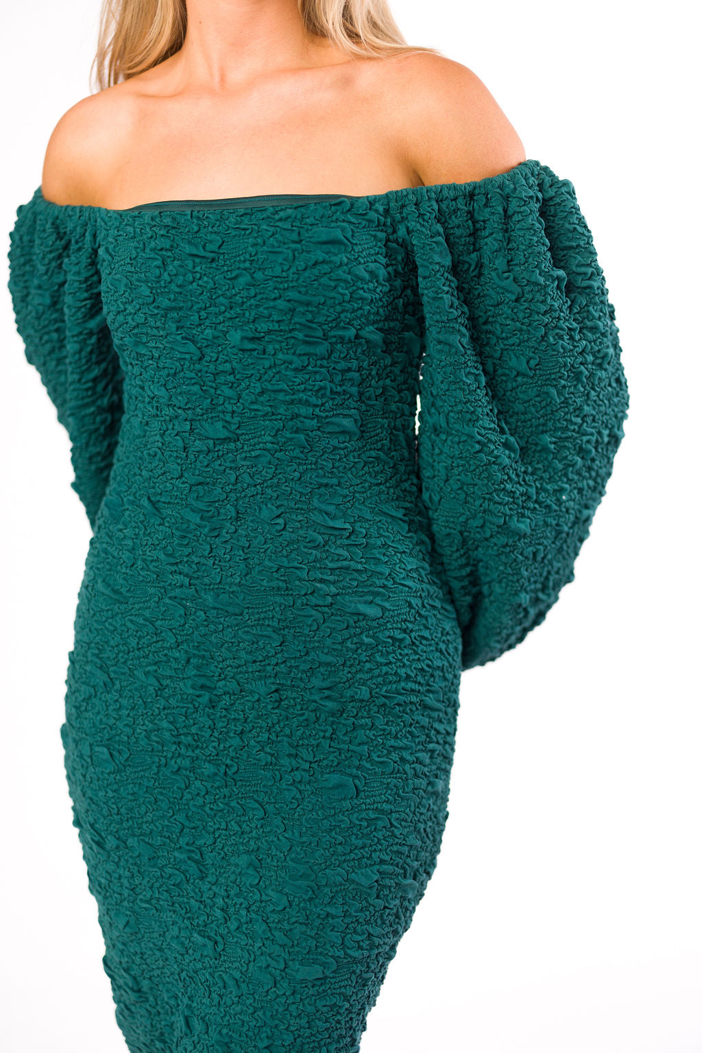 Darcy Square Neck Midi Dress in Teal Green
