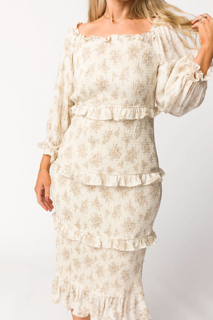The Chloe Midi Dress in Brown - Bump Friendly