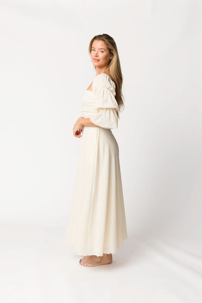 Corrine Tiered Sleeve Maxi Dress in Ivory Cream