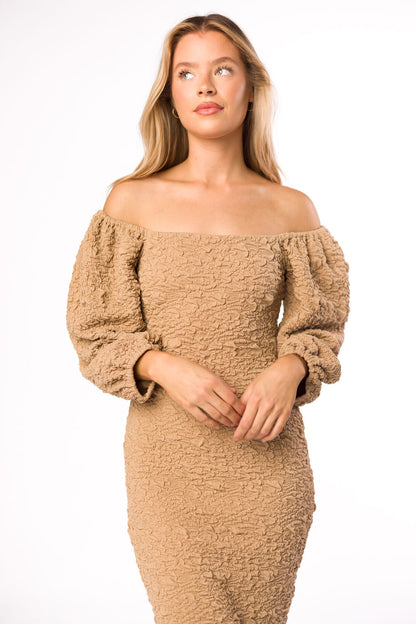 Darcy Square Neck Midi Dress in Taupe