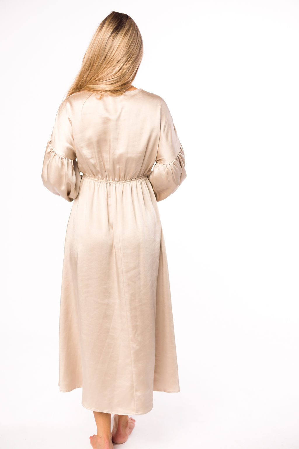 Hunter Premium *Satin* Midi Dress in Champagne - Bump Friendly