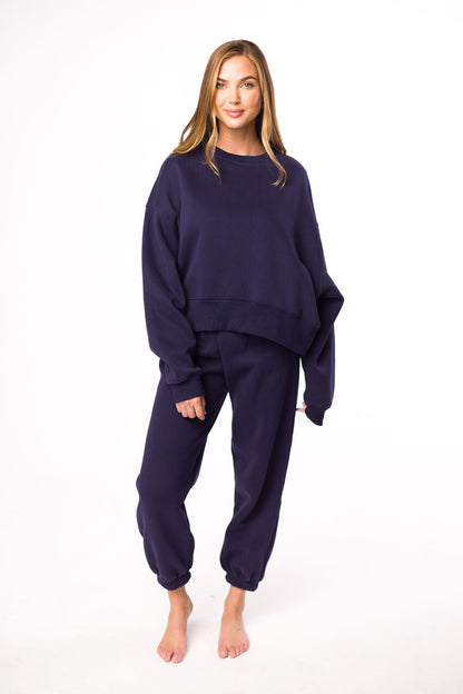 Comfy Cozy Sweatshirt and Sweatpants Set in Navy