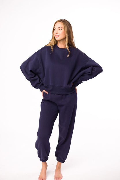 Comfy Cozy Sweatshirt and Sweatpants Set in Navy