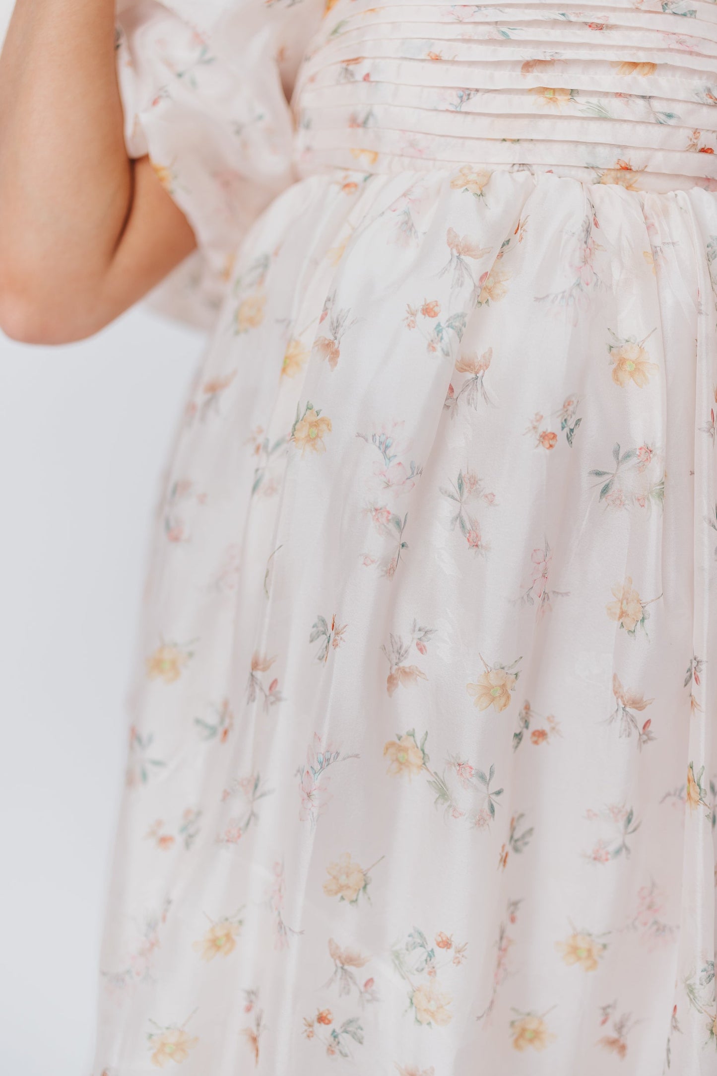 Melody Maxi Dress with Pleats and Bow Detail in Yellow Rose Floral - Bump Friendly & Inclusive Sizing (S-3XL)