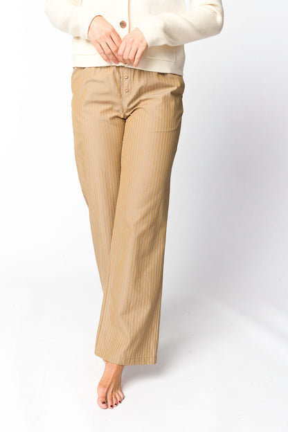Michelle Striped Pajama Style Pants in Camel