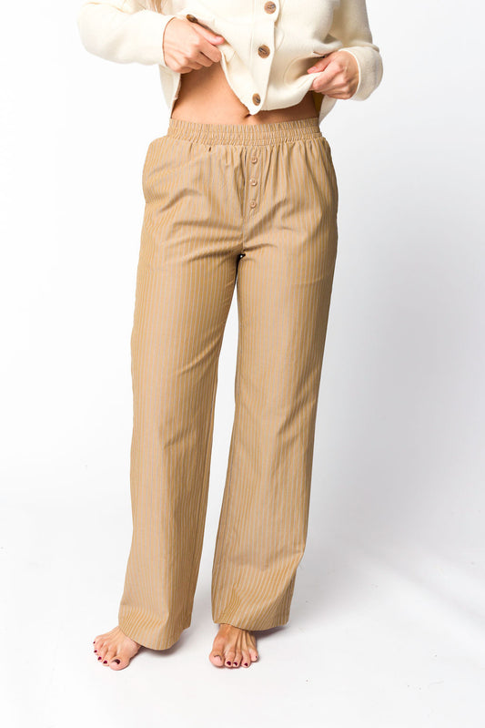 Michelle Striped Pajama Style Pants in Camel