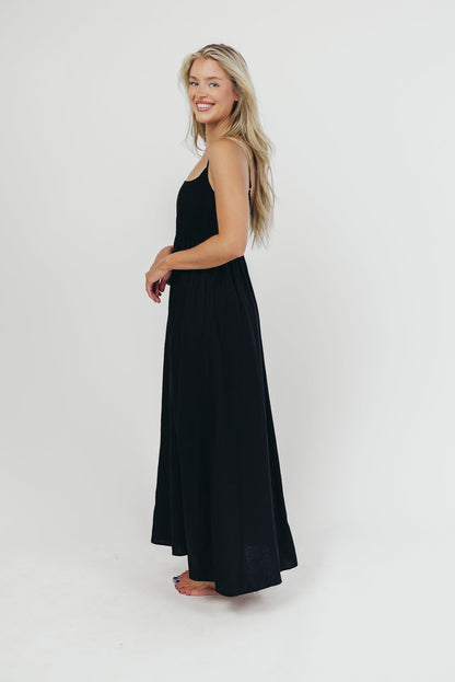 Josefina Smocked Maxi Dress in Black - Bump Friendly