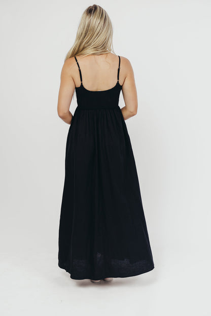 Josefina Smocked Maxi Dress in Black - Bump Friendly