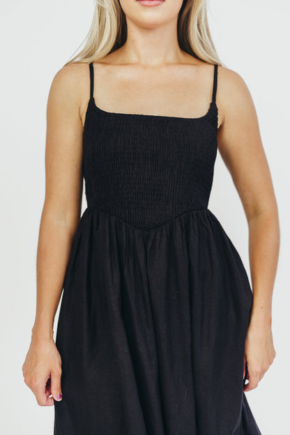 Josefina Smocked Maxi Dress in Black - Bump Friendly