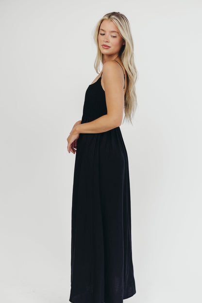 Josefina Smocked Maxi Dress in Black - Bump Friendly