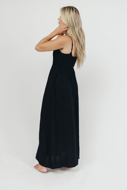 Josefina Smocked Maxi Dress in Black - Bump Friendly