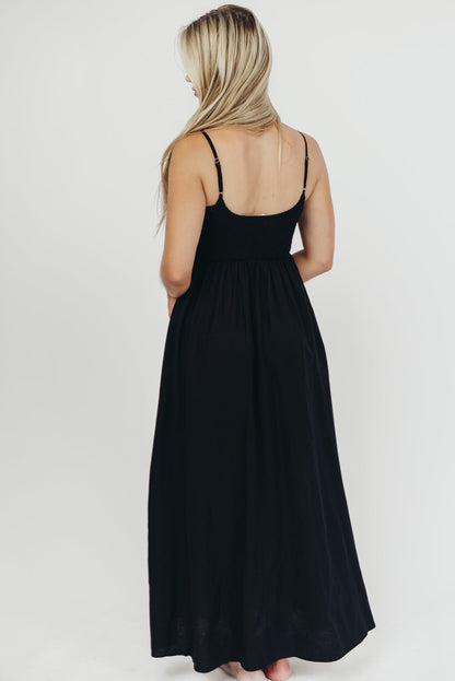 Josefina Smocked Maxi Dress in Black - Bump Friendly