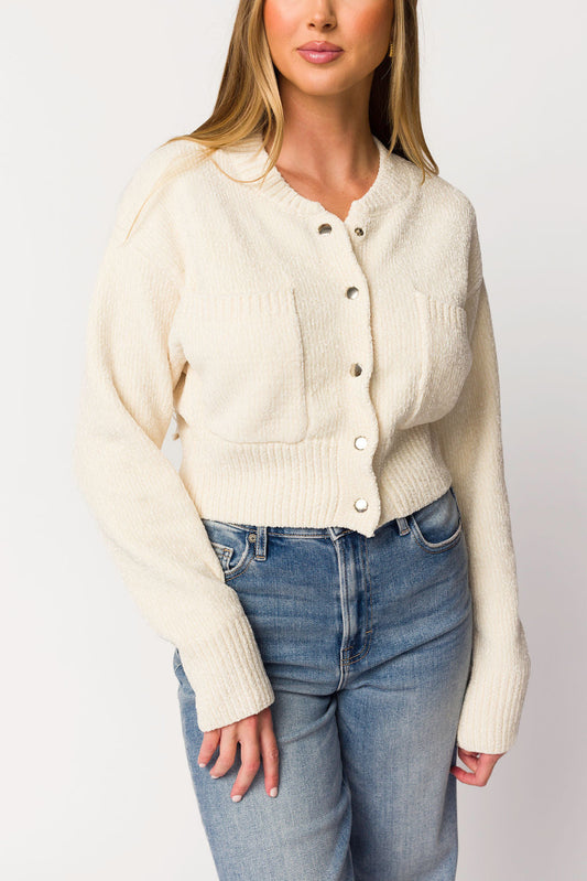 Kendall Knit Bomber Jacket in Ivory