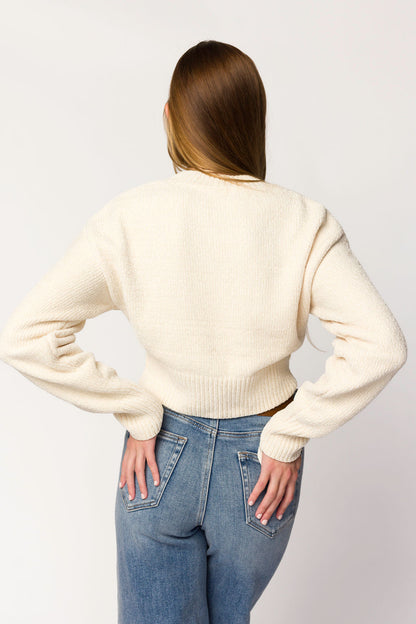 Kendall Knit Bomber Jacket in Ivory
