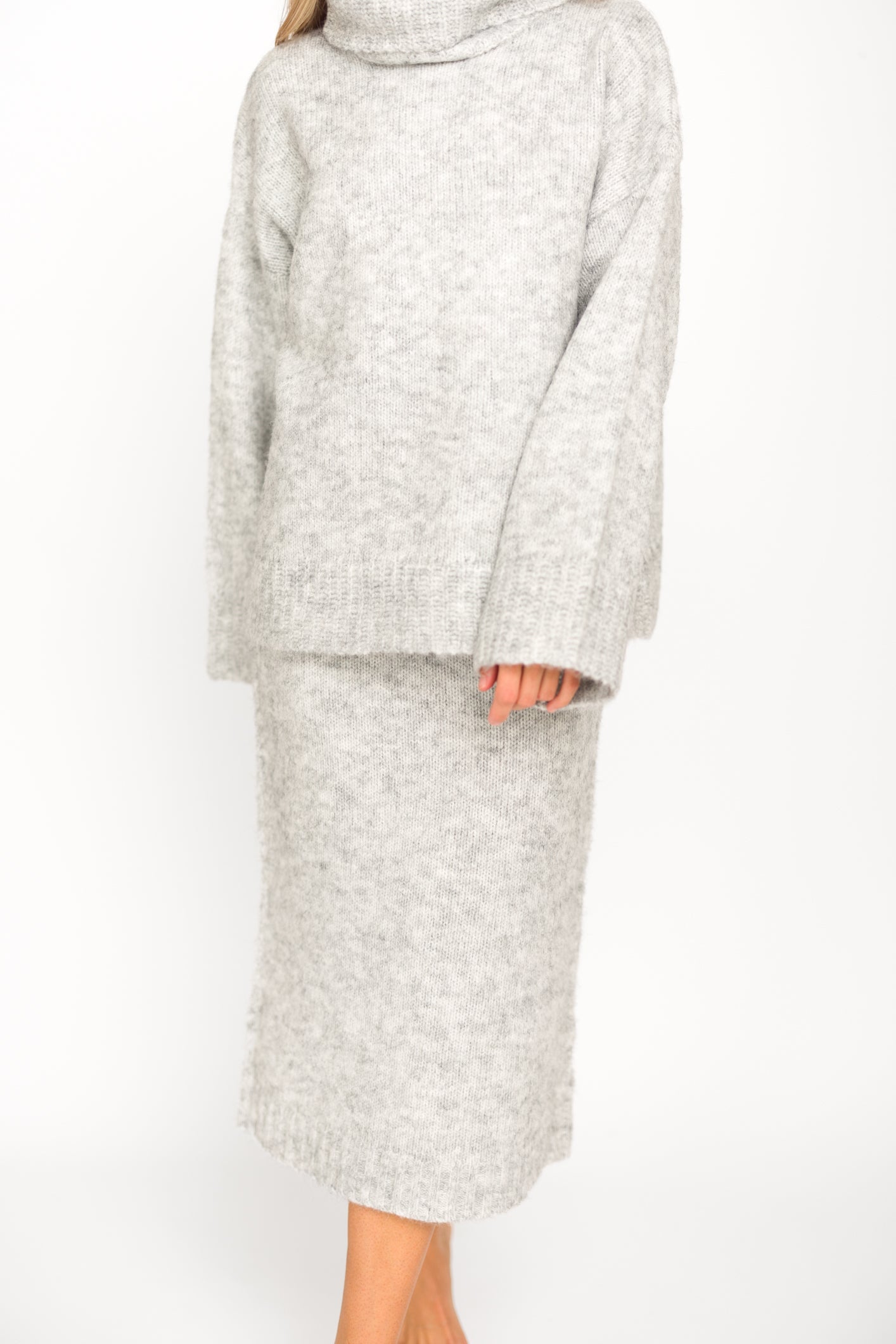 Robyn Knit Skirt in Heather Grey - Bump Friendly
