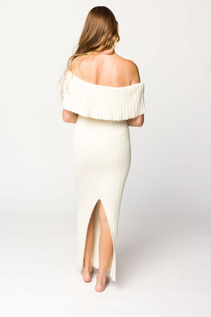 Aston Bow Front Maxi Sweater Dress in Ivory– Bump Friendly & Inclusive Sizing (S-3XL)