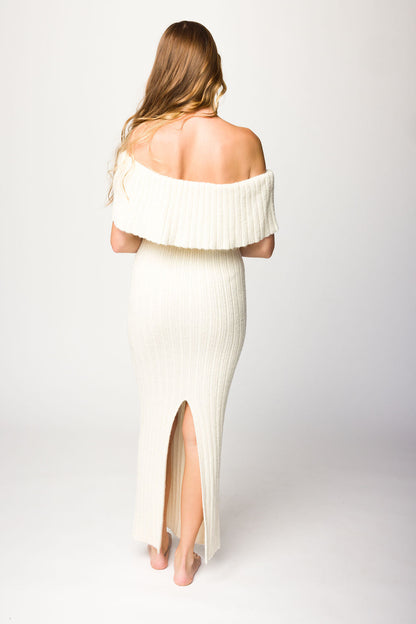 Aston Bow Front Maxi Sweater Dress in Ivory– Bump Friendly & Inclusive Sizing (S-3XL)