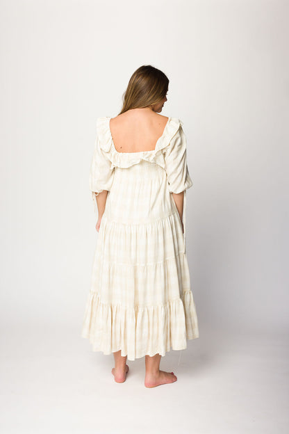 Clea Dress in Natural Plaid - Bump Friendly