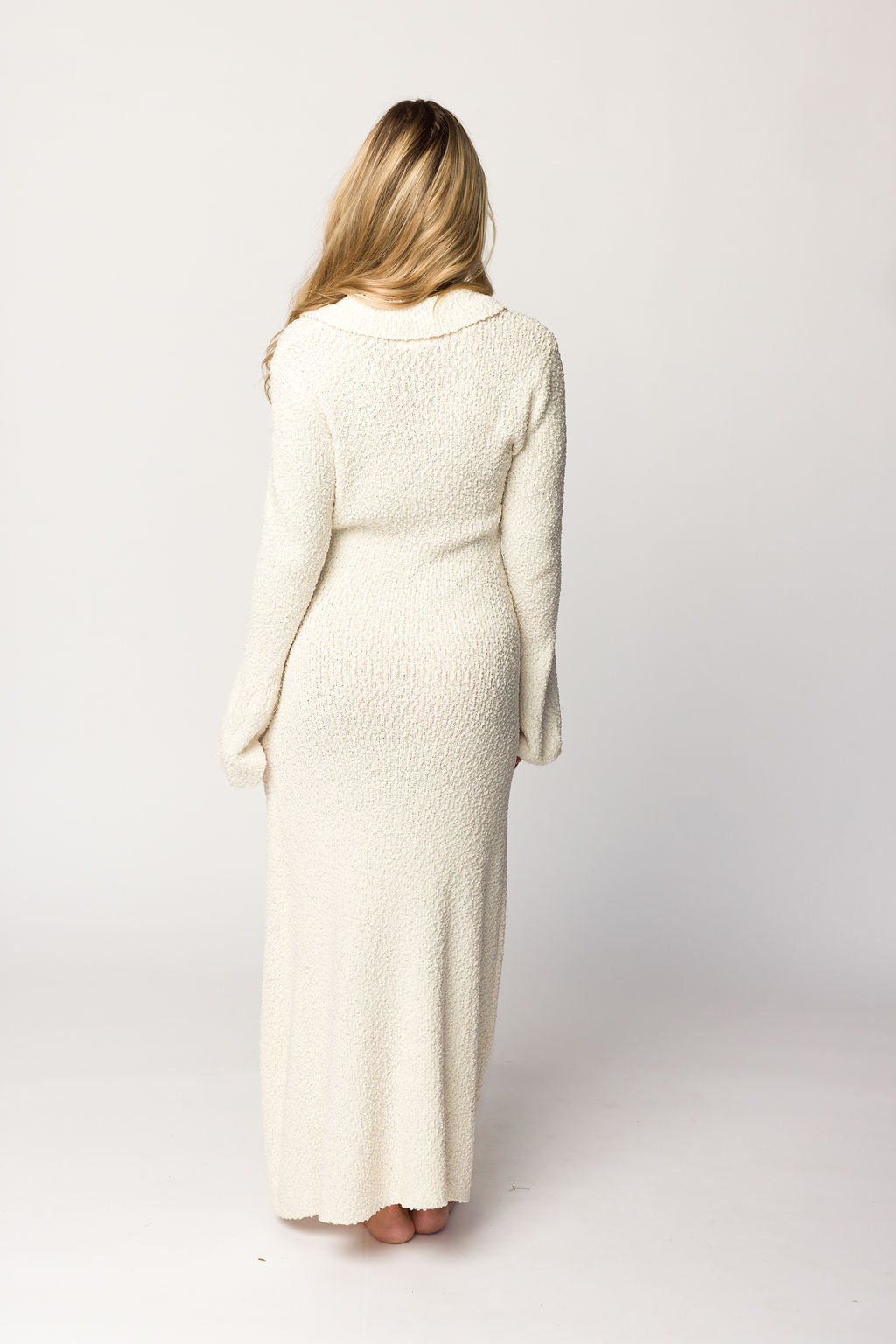 Courtney Boucle Maxi Shirt Dress in Cream- Nursing Friendly