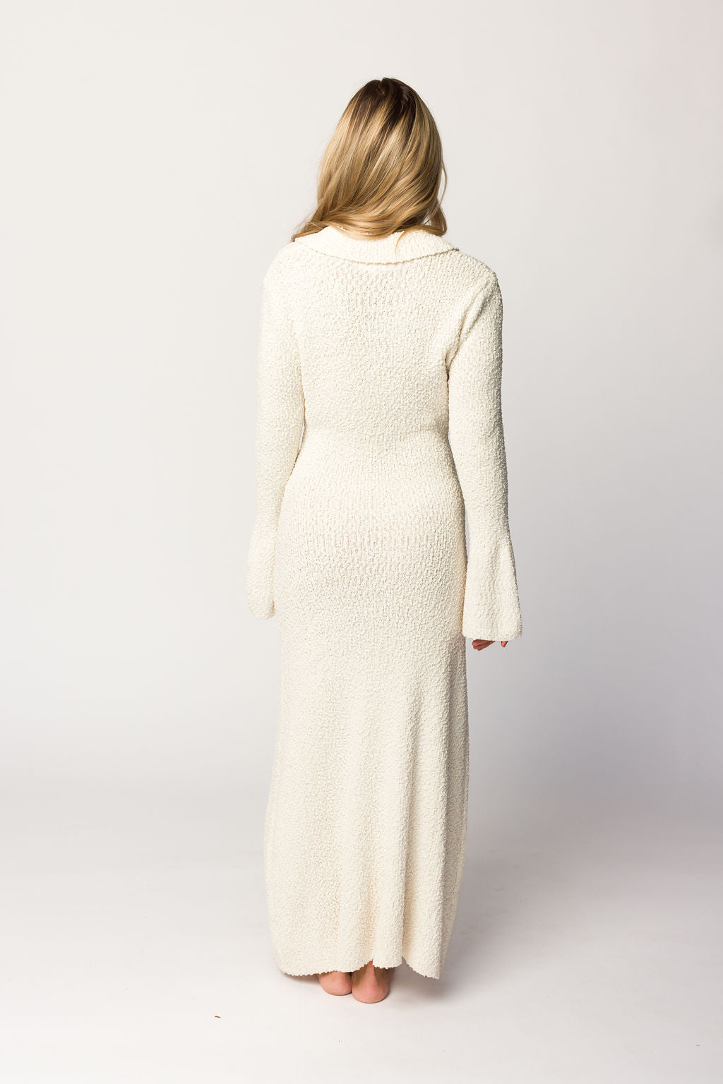 Courtney Boucle Maxi Shirt Dress in Cream- Nursing Friendly