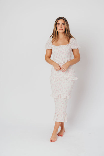 Ada Smocked Dress in Pink Floral- Bump Friendly & Inclusive Sizing (S-3XL)