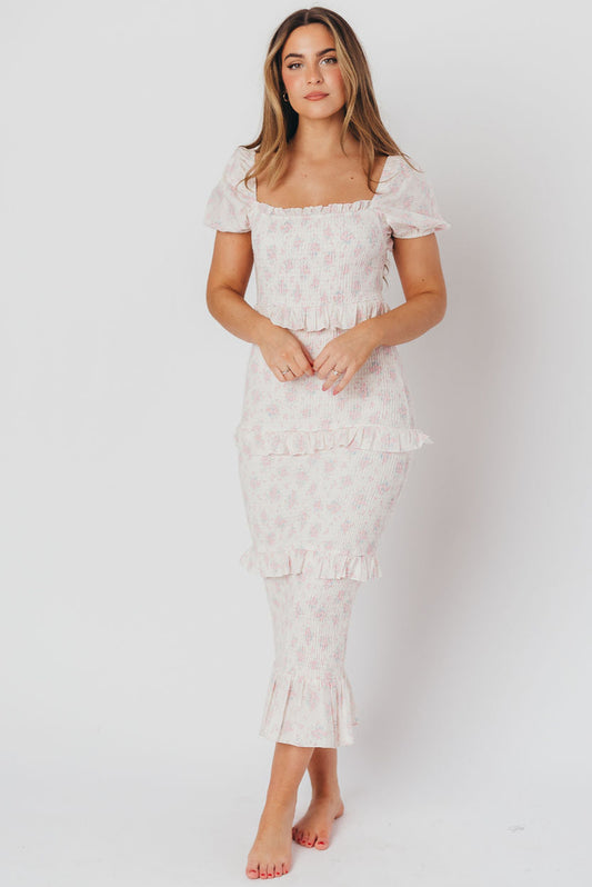 Ada Smocked Dress in Pink Floral- Bump Friendly & Inclusive Sizing (S-3XL)