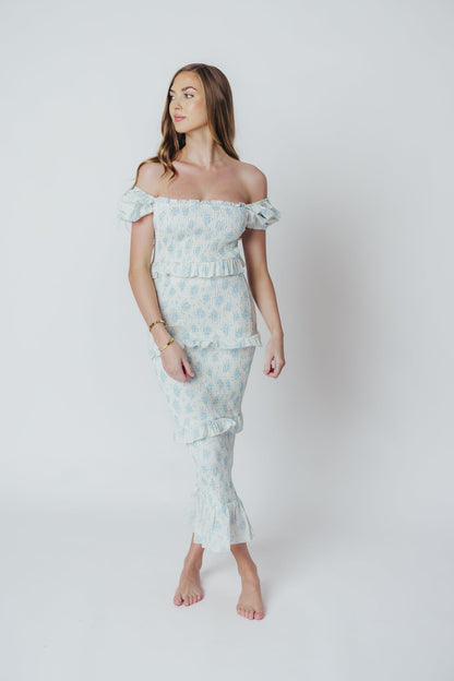 Ada Smocked Dress in Blue Floral- Bump Friendly & Inclusive Sizing (S-3XL)