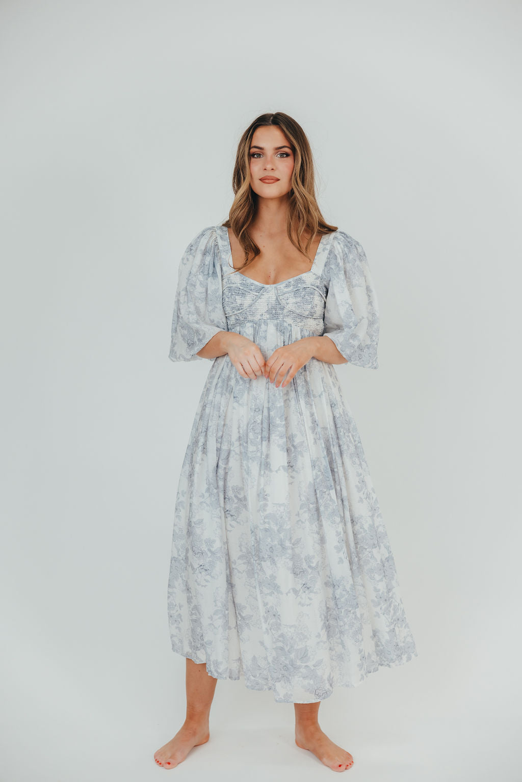 Harlow Maxi Dress in Light Blue Floral - Bump Friendly and Size Inclusive