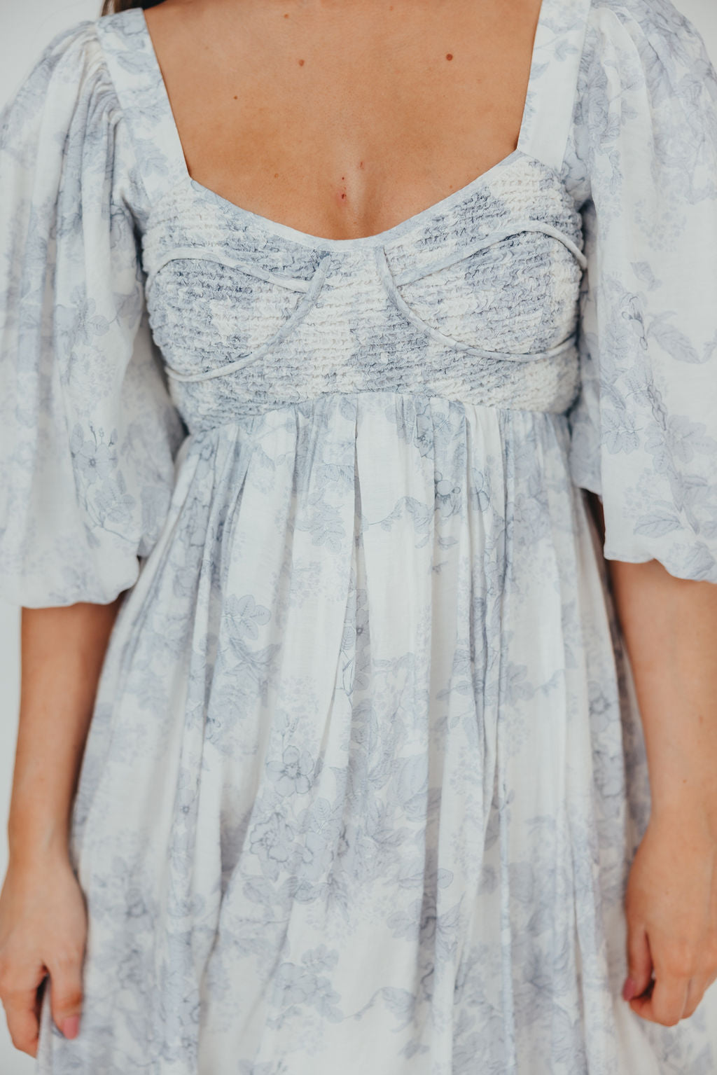 Harlow Maxi Dress in Light Blue Floral - Bump Friendly and Size Inclusive