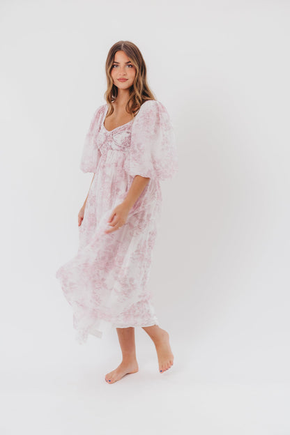 Harlow Midi Dress in Light Pink Floral - Bump Friendly & Inclusive Sizing (S-3XL)