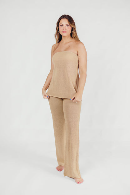 Brielle Crochet Knit Pant in Sand (No Lining)