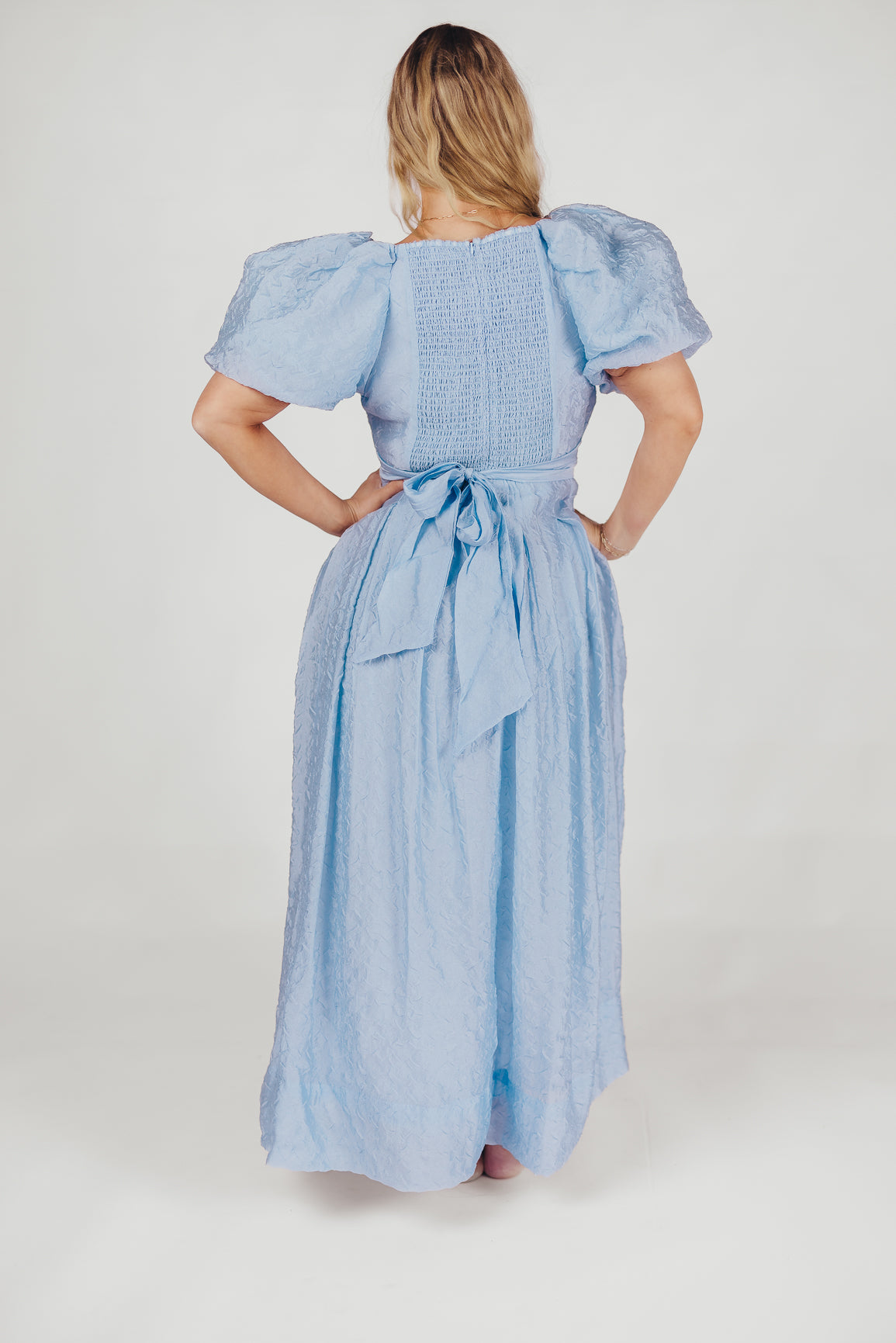 ASTR Linette Jacquard Midi Dress in Blue