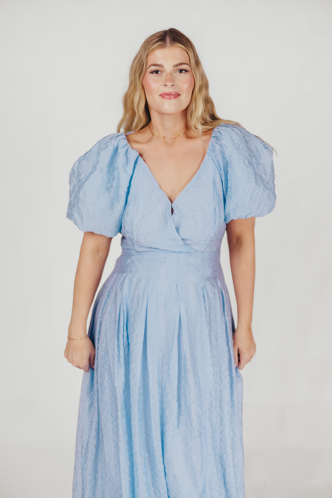 ASTR Linette Jacquard Midi Dress in Blue