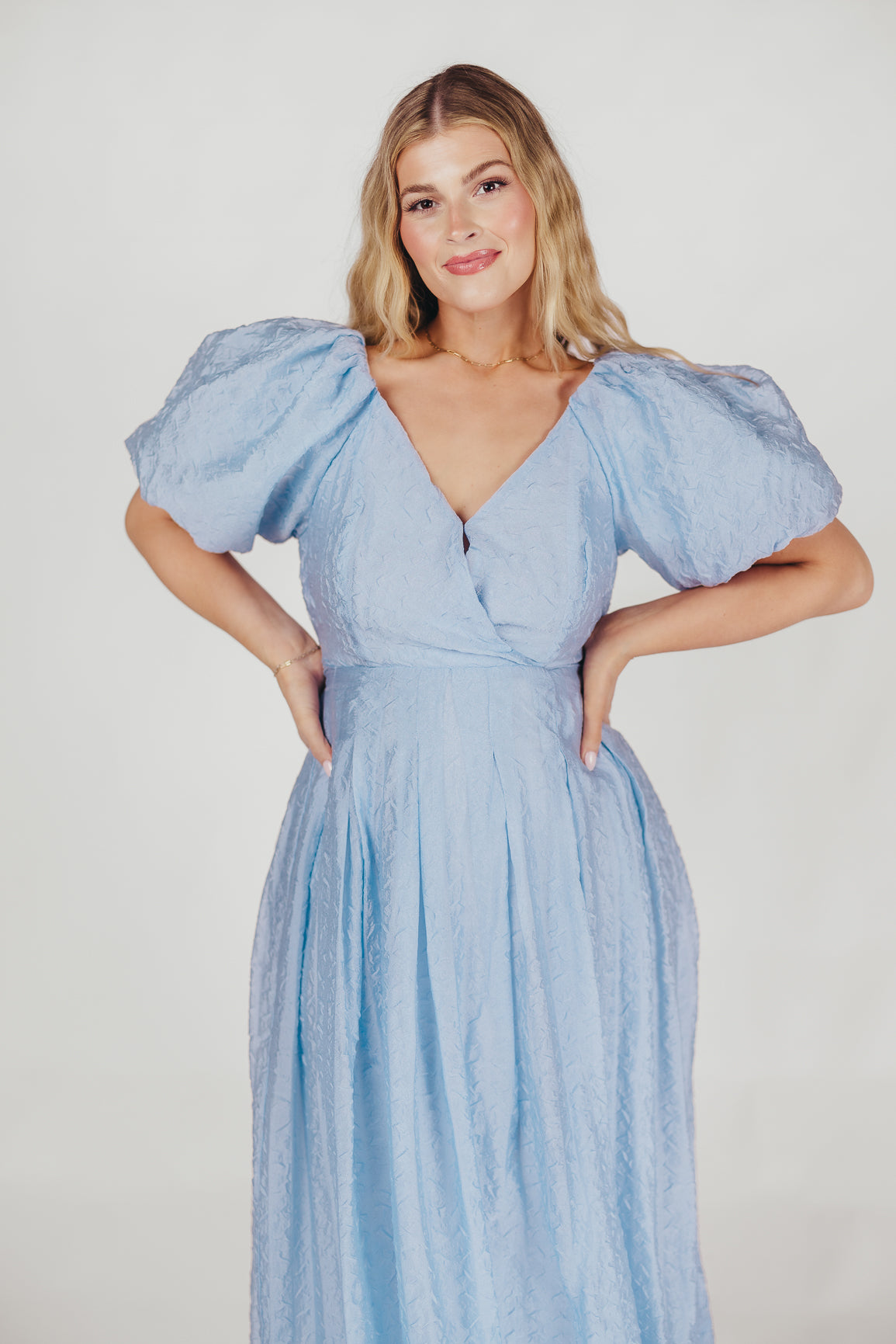 ASTR Linette Jacquard Midi Dress in Blue