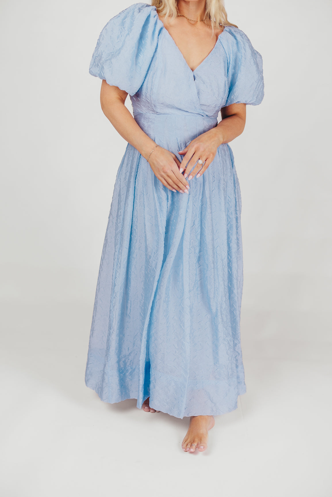 ASTR Linette Jacquard Midi Dress in Blue
