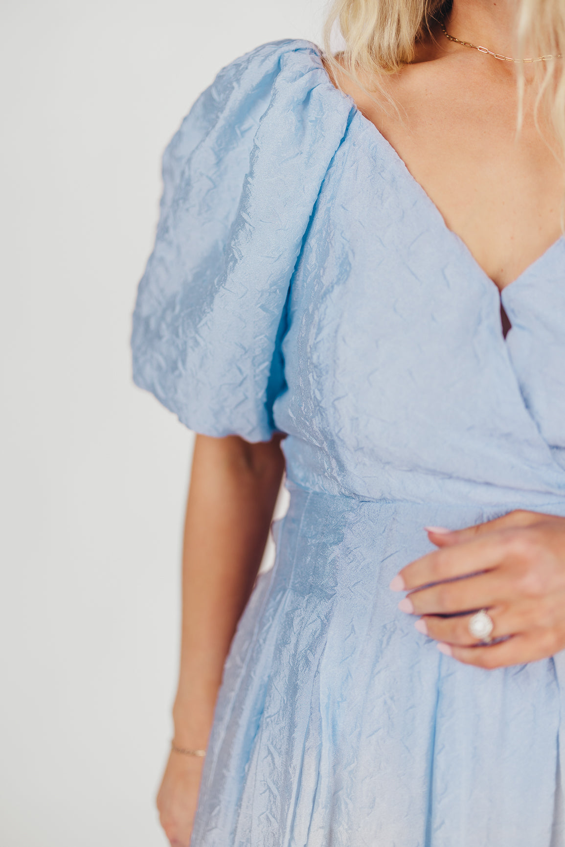 ASTR Linette Jacquard Midi Dress in Blue
