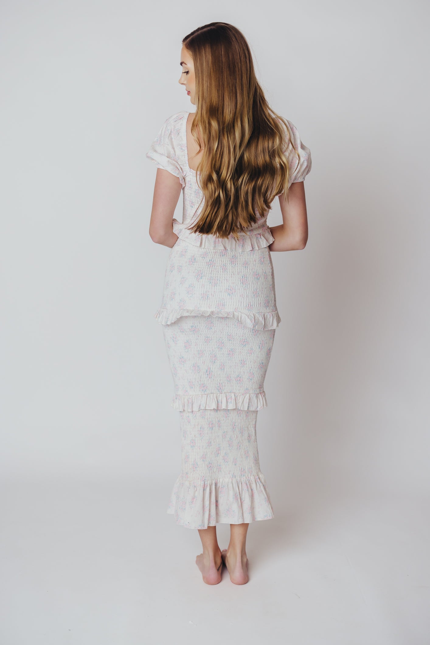 Ada Smocked Dress in Pink Floral- Bump Friendly & Inclusive Sizing (S-3XL)