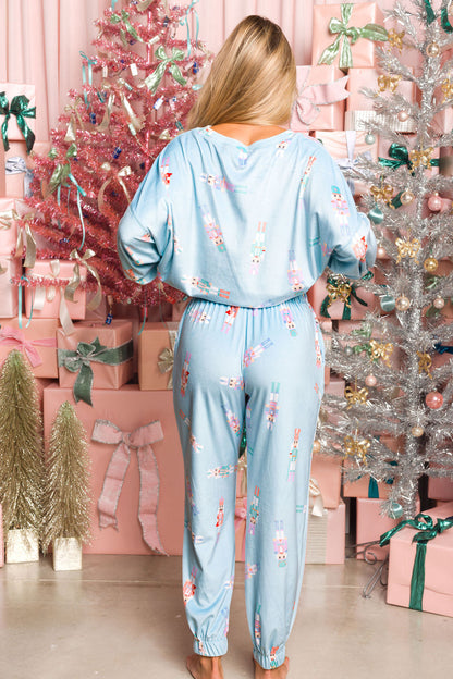 Fleece Nutcracker Top and Jogger Set in Baby Blue