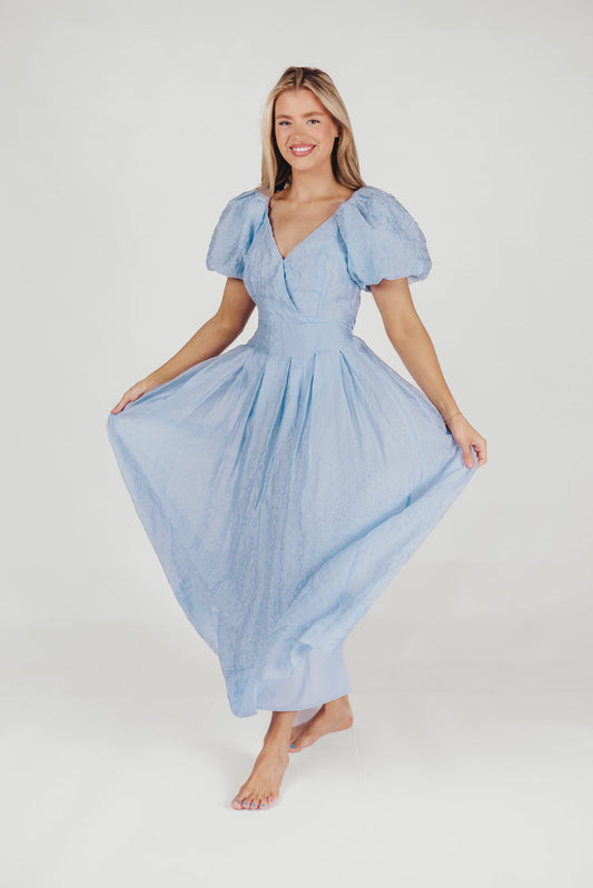 ASTR Linette Jacquard Midi Dress in Blue